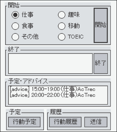 当日の行動計画の表示