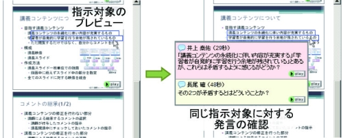 クエリにマッチした指示対象を含むスライドリストの表示