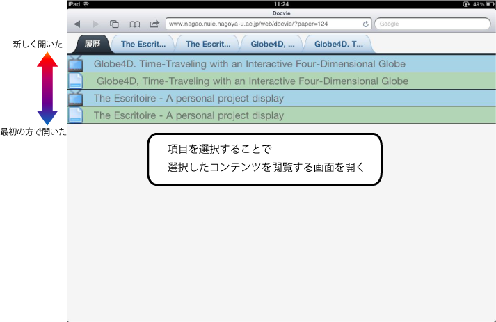 閲覧履歴の表示