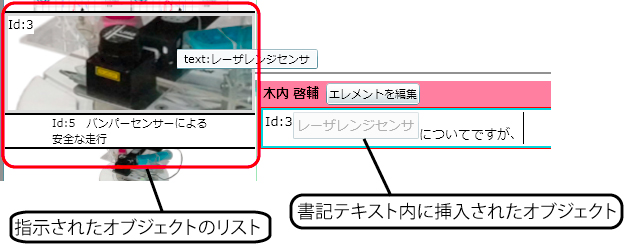 書記インタフェースでのオブジェクトの挿入