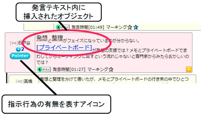 テキストでオブジェクトの情報を表示した発言ノード