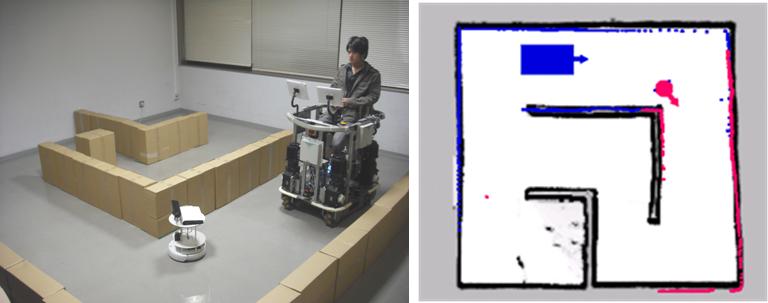 注意区間で停止するSUVとその時のATのコンソール画面