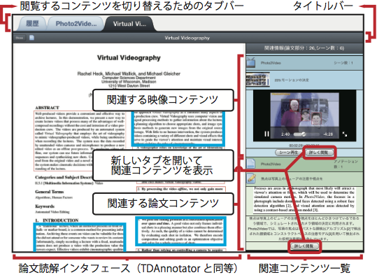 Docvieの論文中心モードの画面例